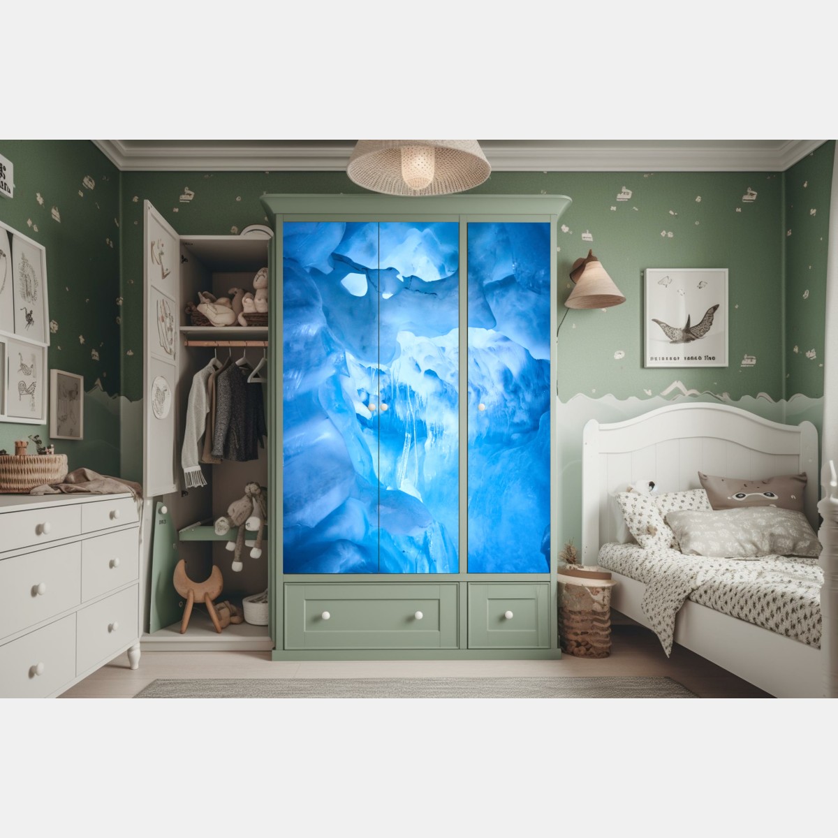 Naklejka na szafę eteryczna niebieska jaskinia lodowa – Wallissimo® Naklejka na szafę eteryczna niebieska jaskinia lodowa – Wallissimo®