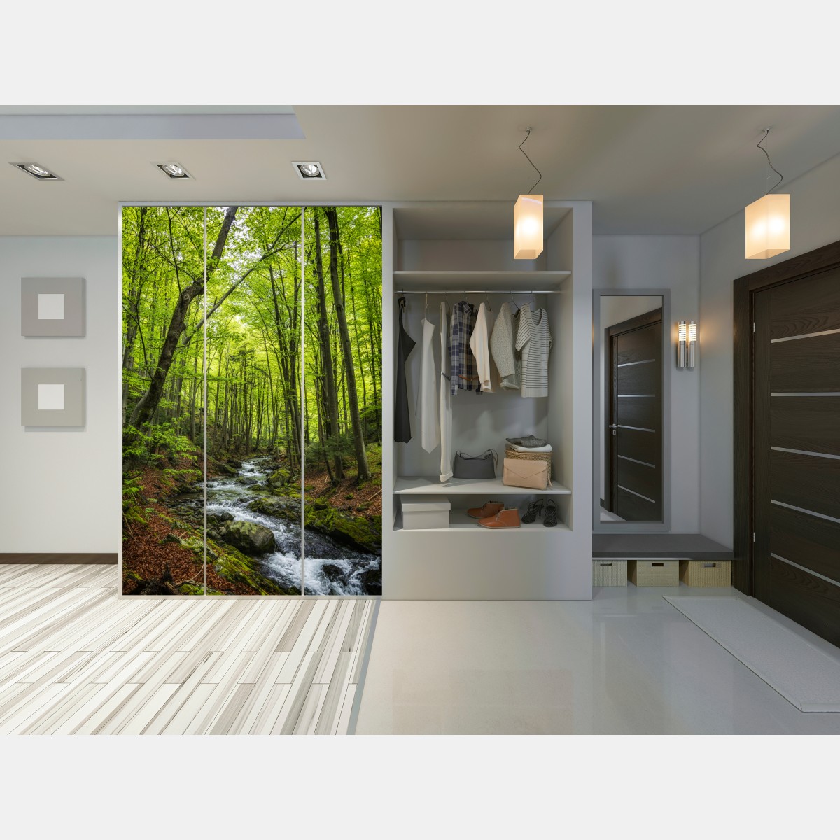 Naklejka na szafę spokojny leśny strumień – Wallissimo® Naklejka na szafę spokojny leśny strumień – Wallissimo®