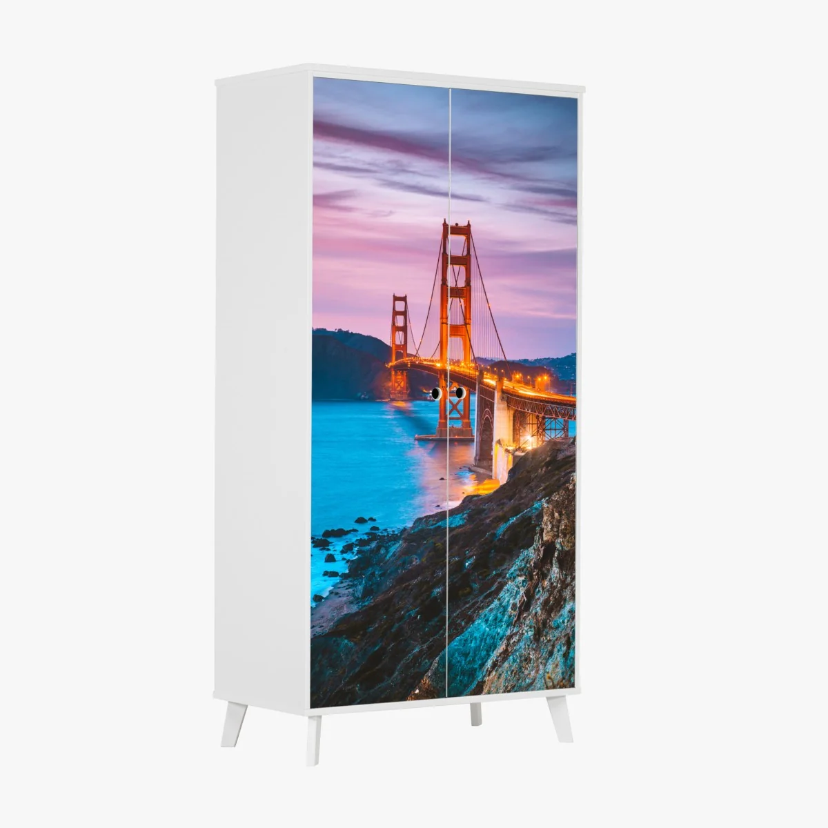 Naklejka na szafę most Golden Gate o zmierzchu, San Francisco – Wallissimo® Naklejka na szafę most Golden Gate o zmierzchu, San Francisco – Wallissimo®