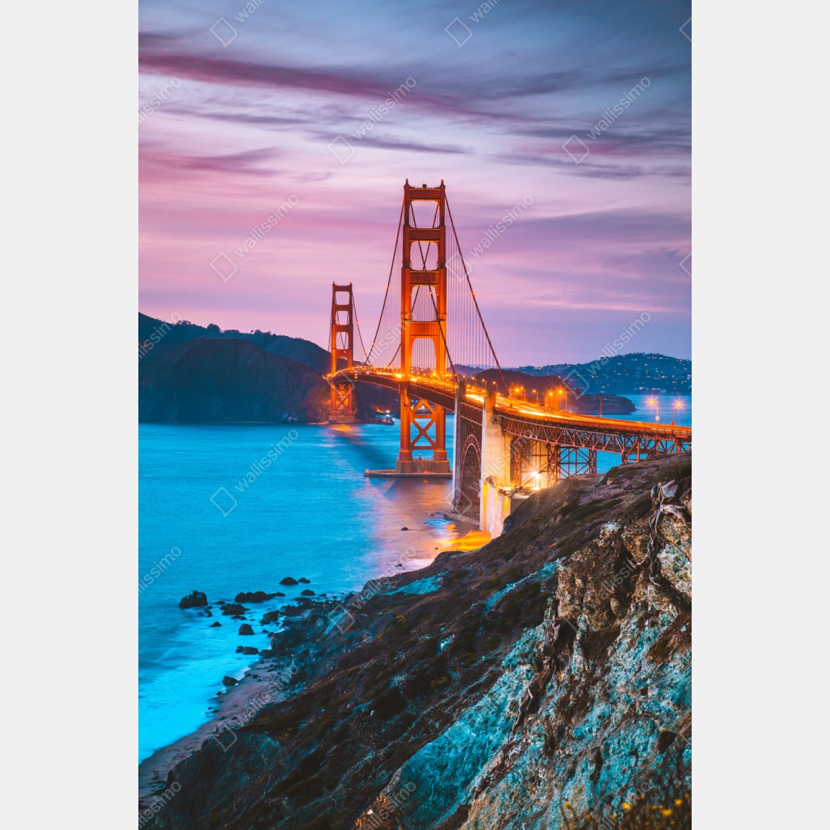 Naklejka na szafę most Golden Gate o zmierzchu, San Francisco – Wallissimo® Naklejka na szafę most Golden Gate o zmierzchu, San Francisco – Wallissimo®