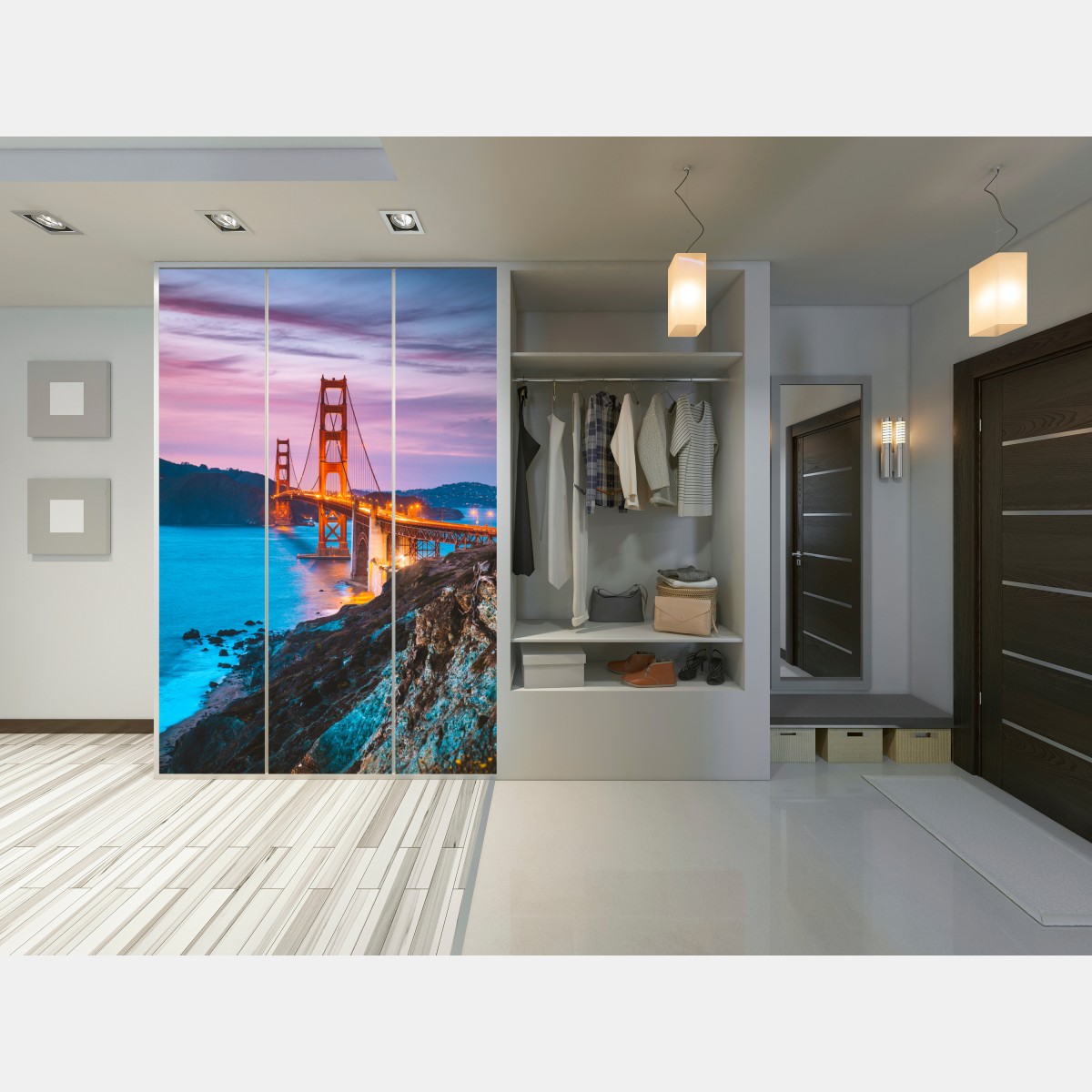 Naklejka na szafę most Golden Gate o zmierzchu, San Francisco – Wallissimo® Naklejka na szafę most Golden Gate o zmierzchu, San Francisco – Wallissimo®