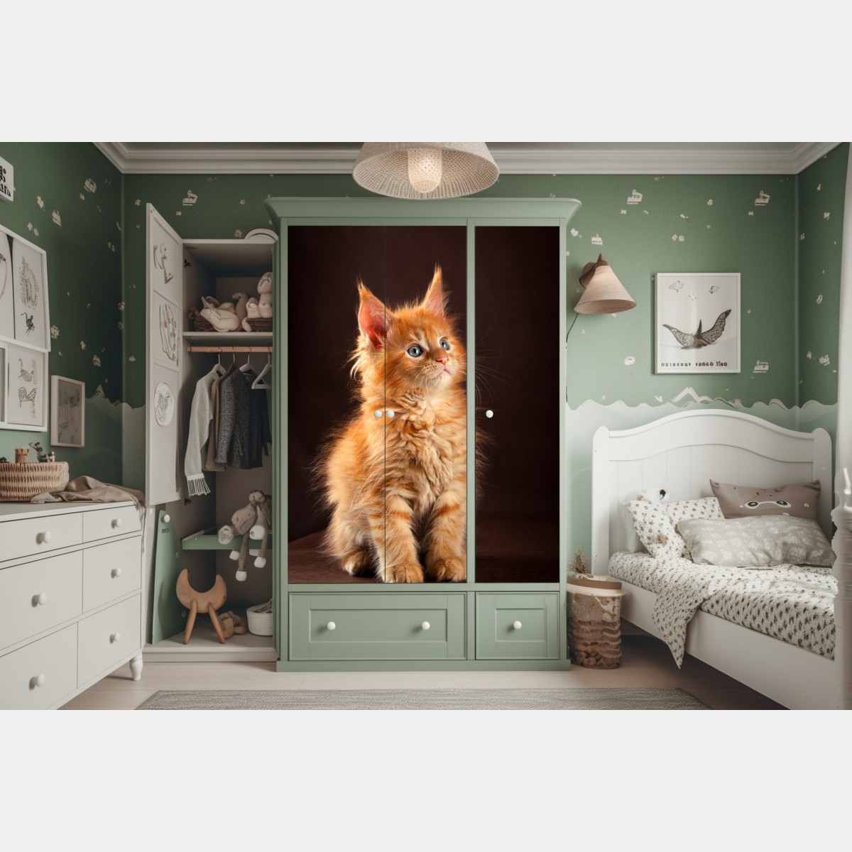 Naklejka na szafę uroczy rudy kociak w portrecie – Wallissimo® Naklejka na szafę uroczy rudy kociak w portrecie – Wallissimo®