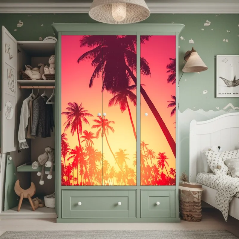 Naklejka na szafę trzy czerwone tulipany na czarnym tle – Wallissimo®