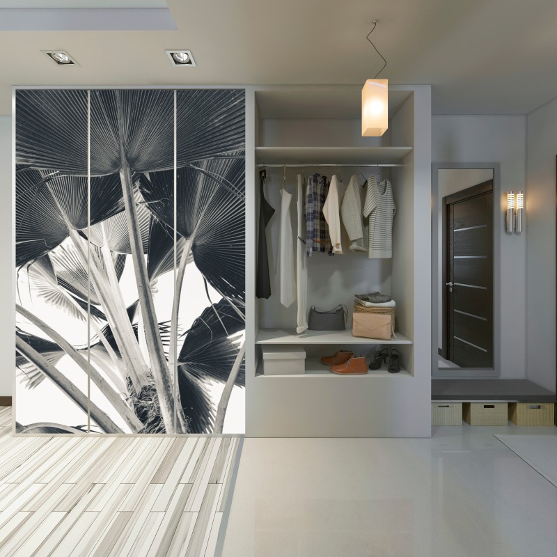 Naklejka na szafę tropikalna kompozycja liści bananowca – Wallissimo® Naklejka na szafę tropikalna kompozycja liści bananowca – Wallissimo®