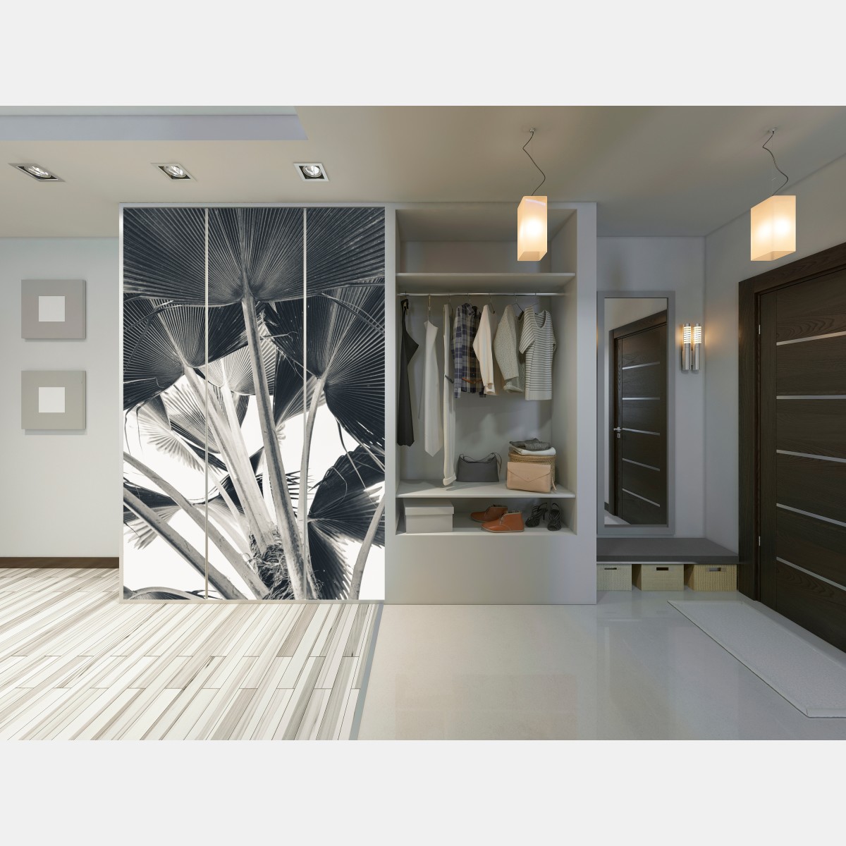 Naklejka na szafę tropikalna kompozycja liści bananowca – Wallissimo® Naklejka na szafę tropikalna kompozycja liści bananowca – Wallissimo®