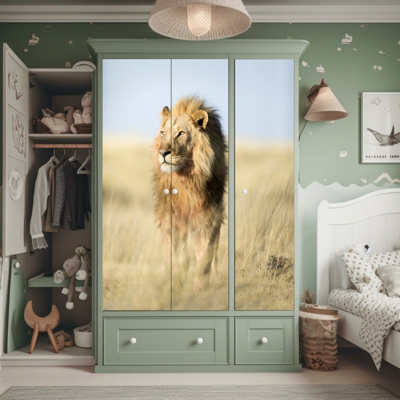 Naklejka na szafę złote liście w stylu line art – Wallissimo®