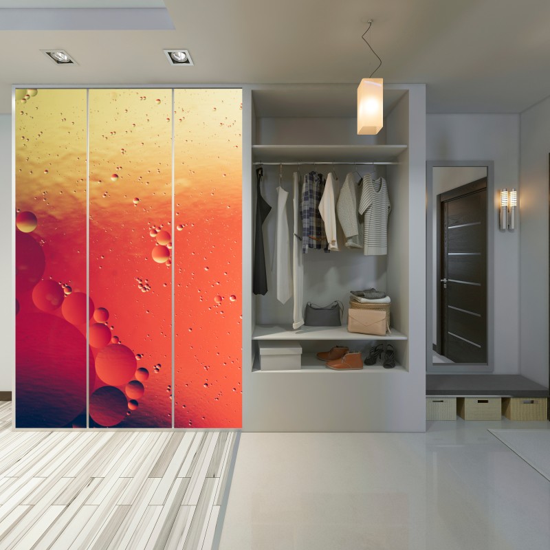 Naklejka na szafę ciepła pomarańczowa abstrakcja z bąbelkami – Wallissimo® Naklejka na szafę ciepła pomarańczowa abstrakcja z bąbelkami – Wallissimo®