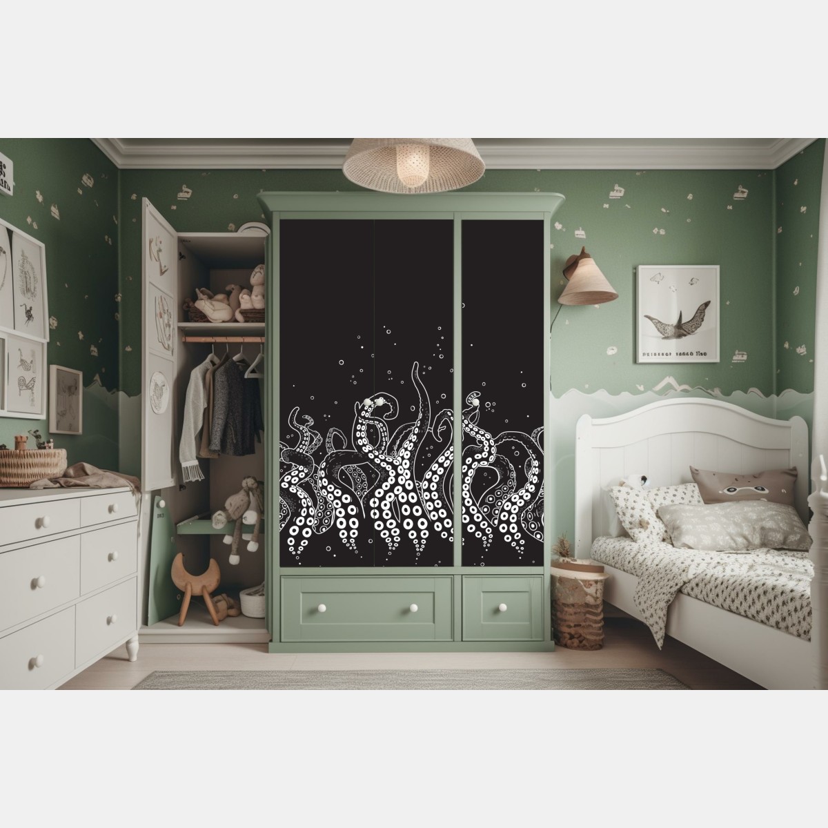Naklejka na szafę wzór macek ośmiornicy – Wallissimo® Naklejka na szafę wzór macek ośmiornicy – Wallissimo®