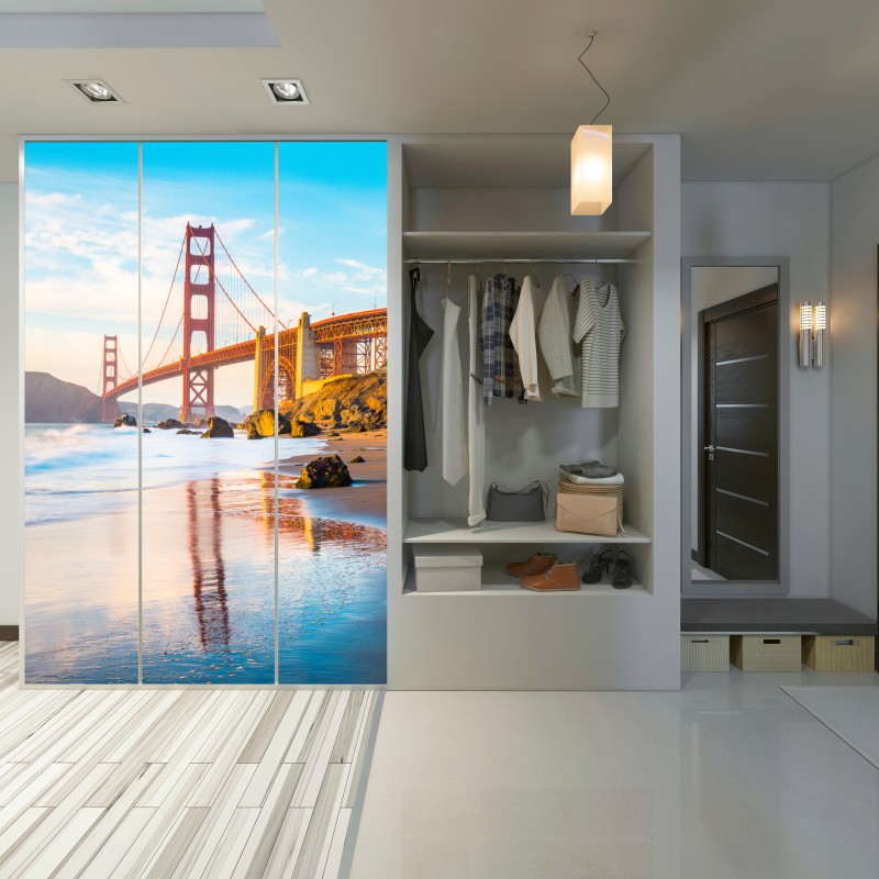 Naklejka na szafę złota godzina przy moście Golden Gate, Baker Beach – Wallissimo® Naklejka na szafę złota godzina przy moście Golden Gate, Baker Beach – Wallissimo®