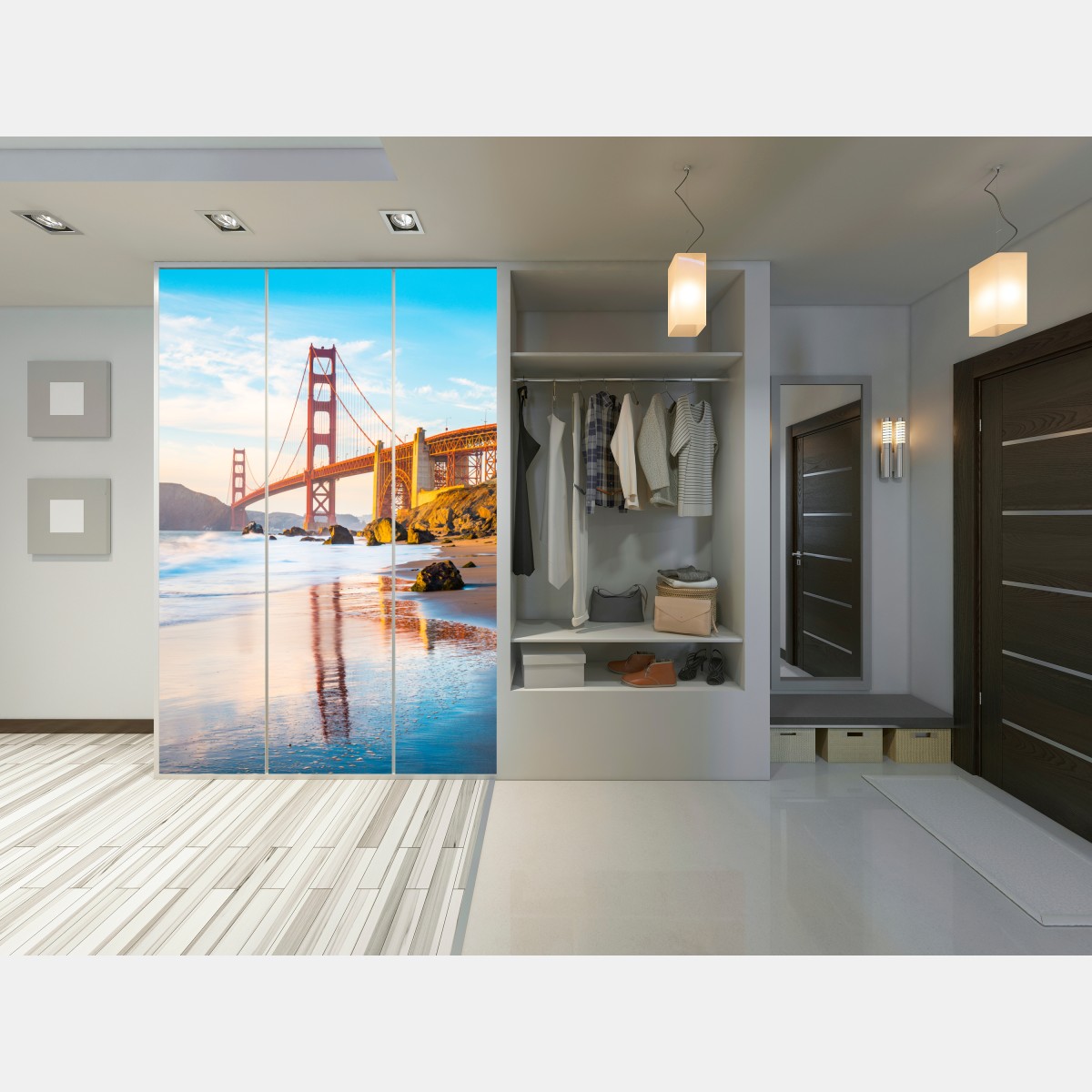 Naklejka na szafę złota godzina przy moście Golden Gate, Baker Beach – Wallissimo® Naklejka na szafę złota godzina przy moście Golden Gate, Baker Beach – Wallissimo®