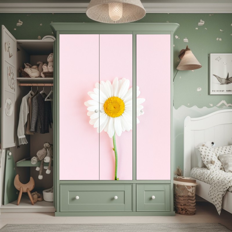 Naklejka na szafę miętowy kwiatowy wzór w stylu vintage – Wallissimo®