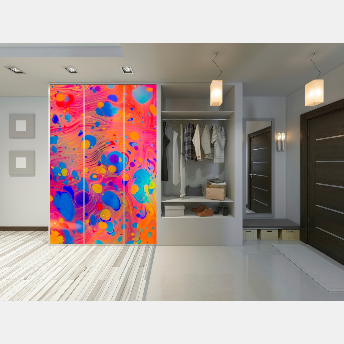 Naklejka na szafę otomańskie ebru marmurkowe fale – Wallissimo® Naklejka na szafę otomańskie ebru marmurkowe fale – Wallissimo®