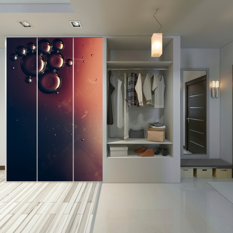 Naklejka na szafę unoszące się pęcherzyki oleju na głębokim gradiencie – Wallissimo® Naklejka na szafę unoszące się pęcherzyki oleju na głębokim gradiencie – Wallissimo®