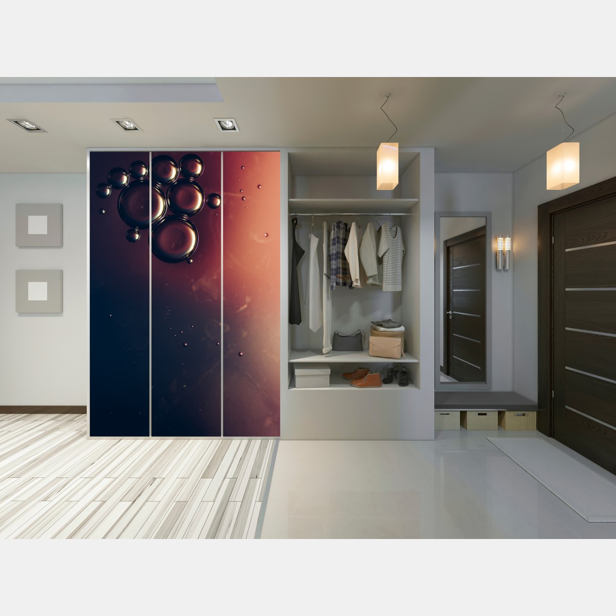 Naklejka na szafę unoszące się pęcherzyki oleju na głębokim gradiencie – Wallissimo® Naklejka na szafę unoszące się pęcherzyki oleju na głębokim gradiencie – Wallissimo®