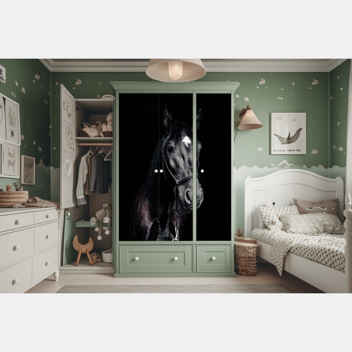 Naklejka na szafę majestatyczny portret konia – Wallissimo® Naklejka na szafę majestatyczny portret konia – Wallissimo®