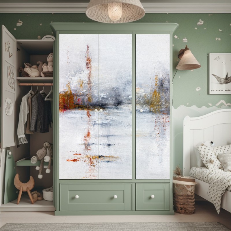 Naklejka na szafę miętowy kwiatowy wzór w stylu vintage – Wallissimo®