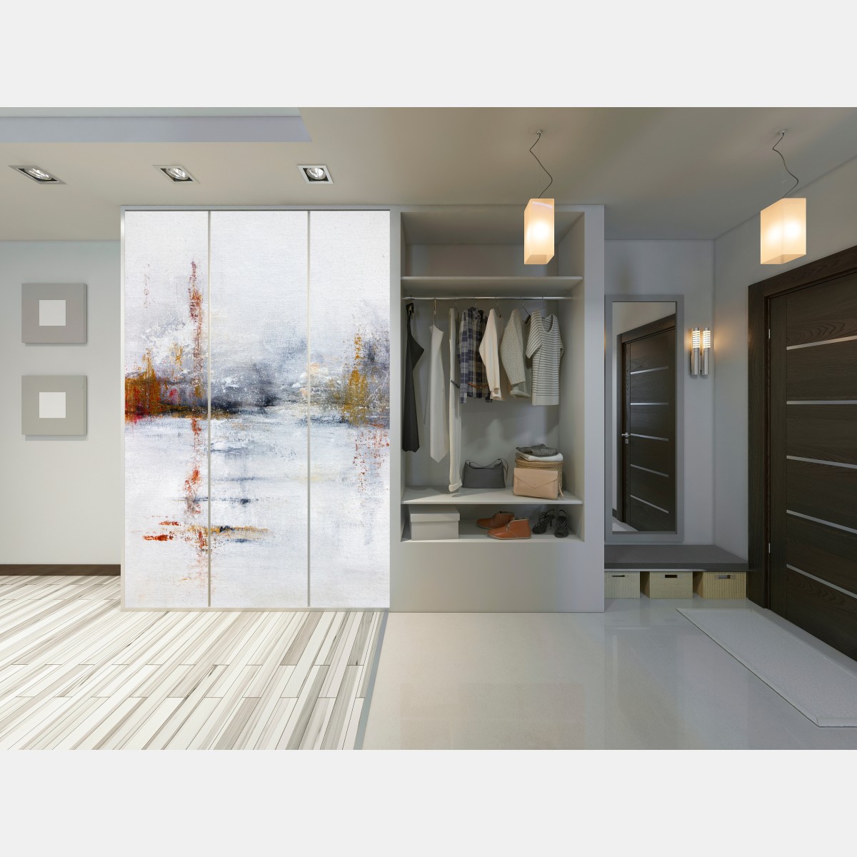 Naklejka na szafę spokojny abstrakcyjny krajobraz w delikatnych tonach – Wallissimo® Naklejka na szafę spokojny abstrakcyjny krajobraz w delikatnych tonach – Wallissimo®