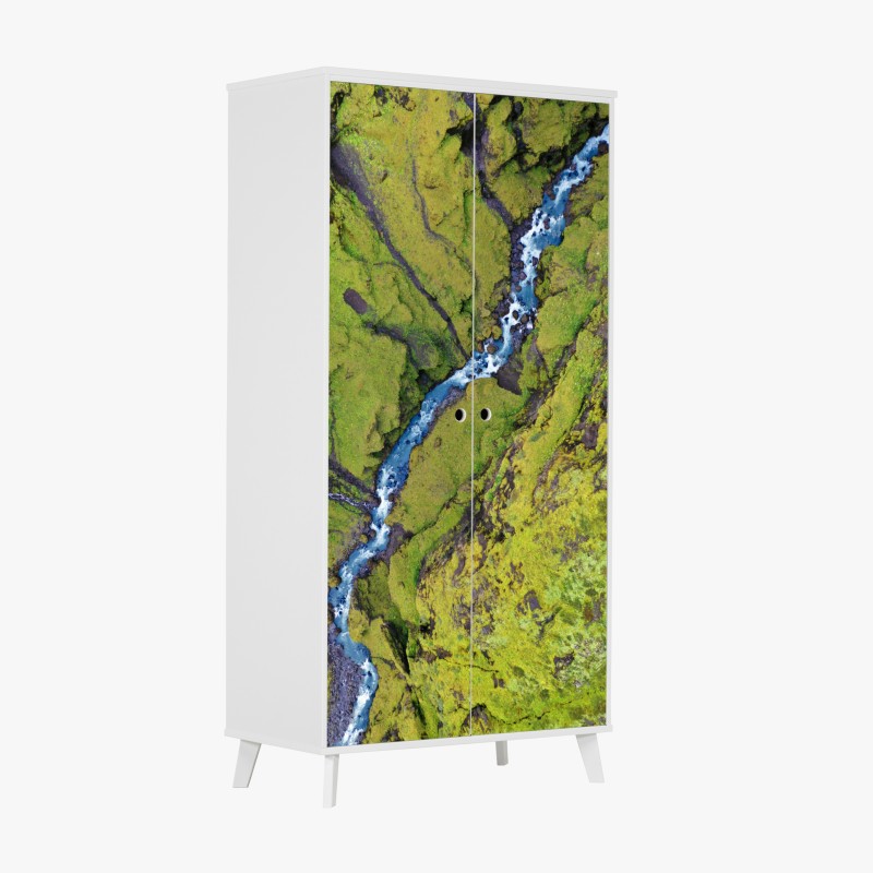 Naklejka na szafę jasny bukiet słoneczników na żółtym tle – Wallissimo®