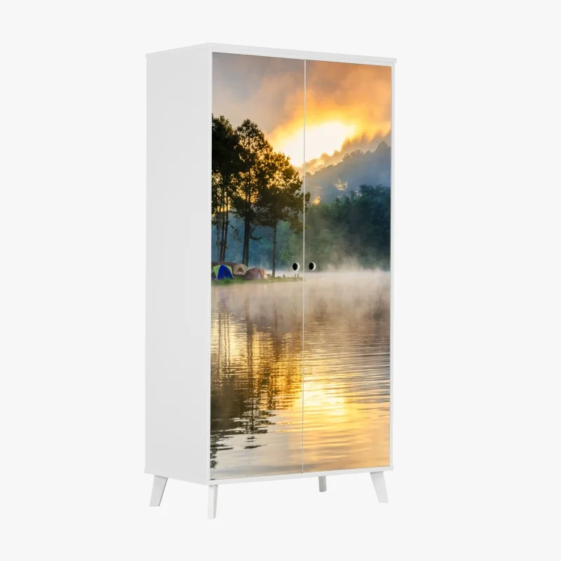 Naklejka na szafę poranna mgła nad jeziorem Pang Oung, Mae Hong Son