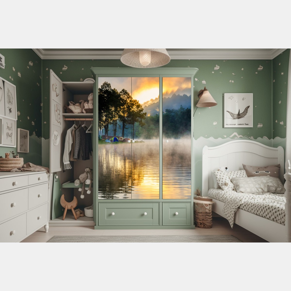 Naklejka na szafę poranna mgła nad jeziorem Pang Oung, Mae Hong Son – Wallissimo® Naklejka na szafę poranna mgła nad jeziorem Pang Oung, Mae Hong Son – Wallissimo®