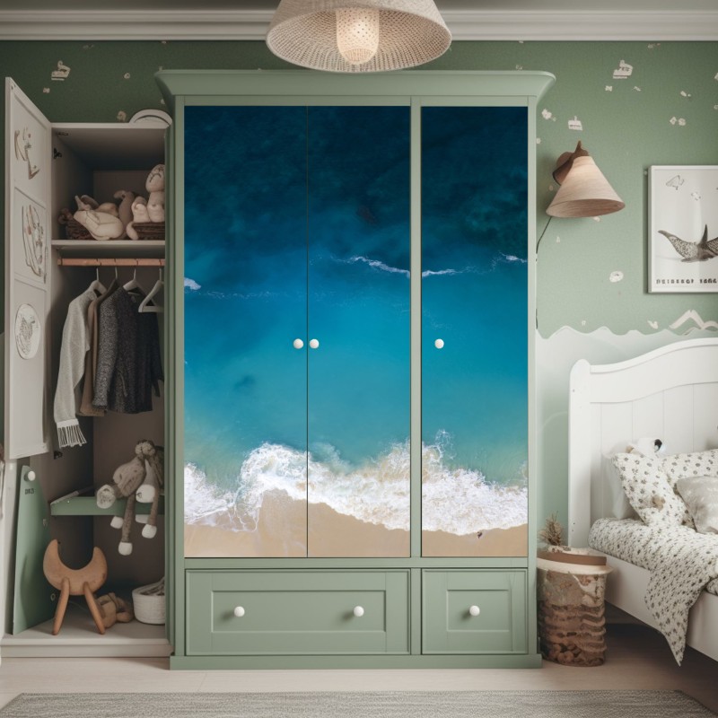 Naklejka na szafę tropikalny wzór z liśćmi monstery – Wallissimo®