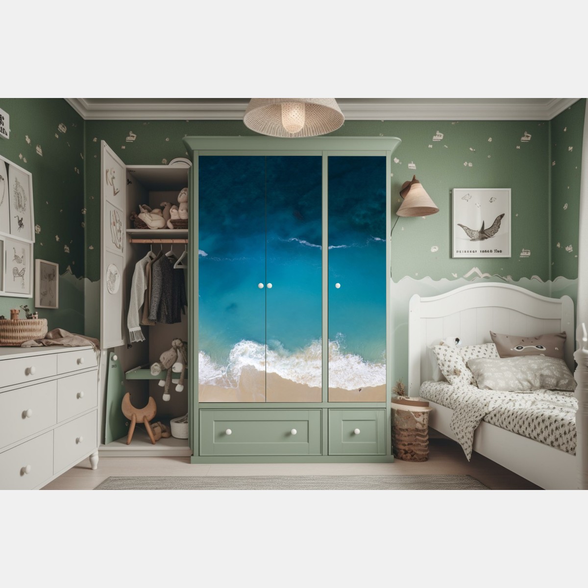 Naklejka na szafę powietrzny widok turkusowej plaży na Nusa Penida – Wallissimo® Naklejka na szafę powietrzny widok turkusowej plaży na Nusa Penida – Wallissimo®