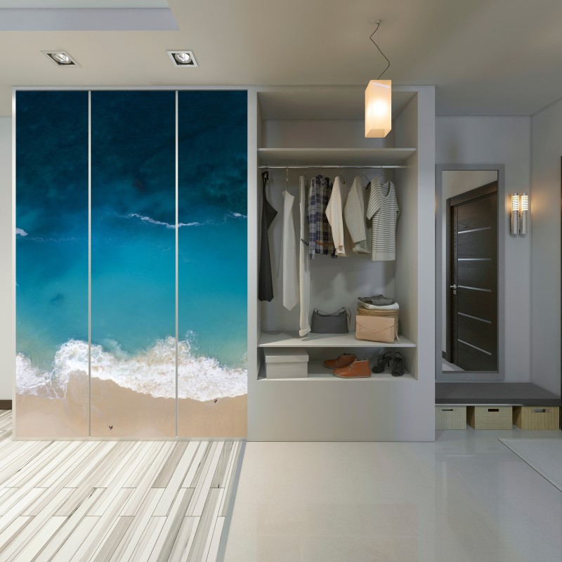 Naklejka na szafę powietrzny widok turkusowej plaży na Nusa Penida – Wallissimo® Naklejka na szafę powietrzny widok turkusowej plaży na Nusa Penida – Wallissimo®