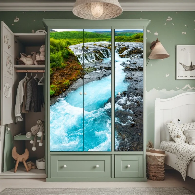 Naklejka na szafę luksusowa abstrakcja alkoholowa ze złotymi żyłkami – Wallissimo®