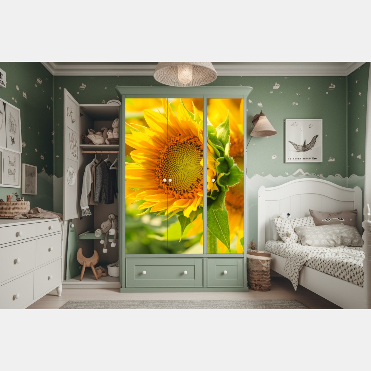 Naklejka na szafę zbliżenie słonecznika – Wallissimo® Naklejka na szafę zbliżenie słonecznika – Wallissimo®