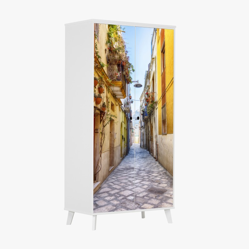 Naklejka na szafę Wieża Eiffla z czerwonym zabytkowym samochodem – Wallissimo®