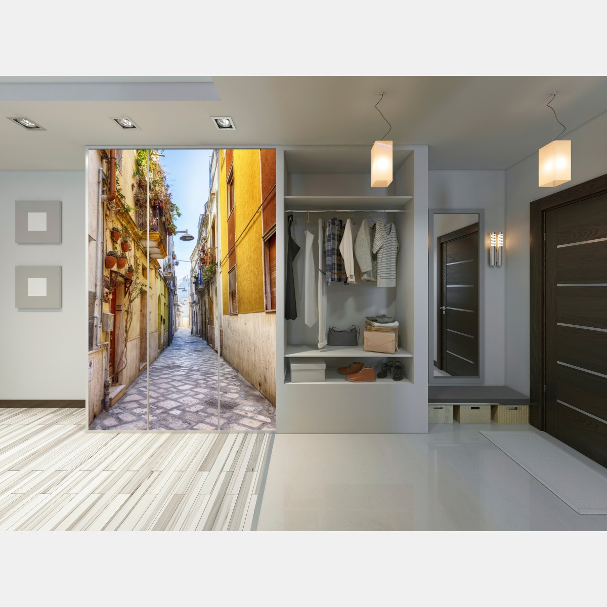 Naklejka na szafę słoneczna uliczka w Brindisi – Wallissimo® Naklejka na szafę słoneczna uliczka w Brindisi – Wallissimo®