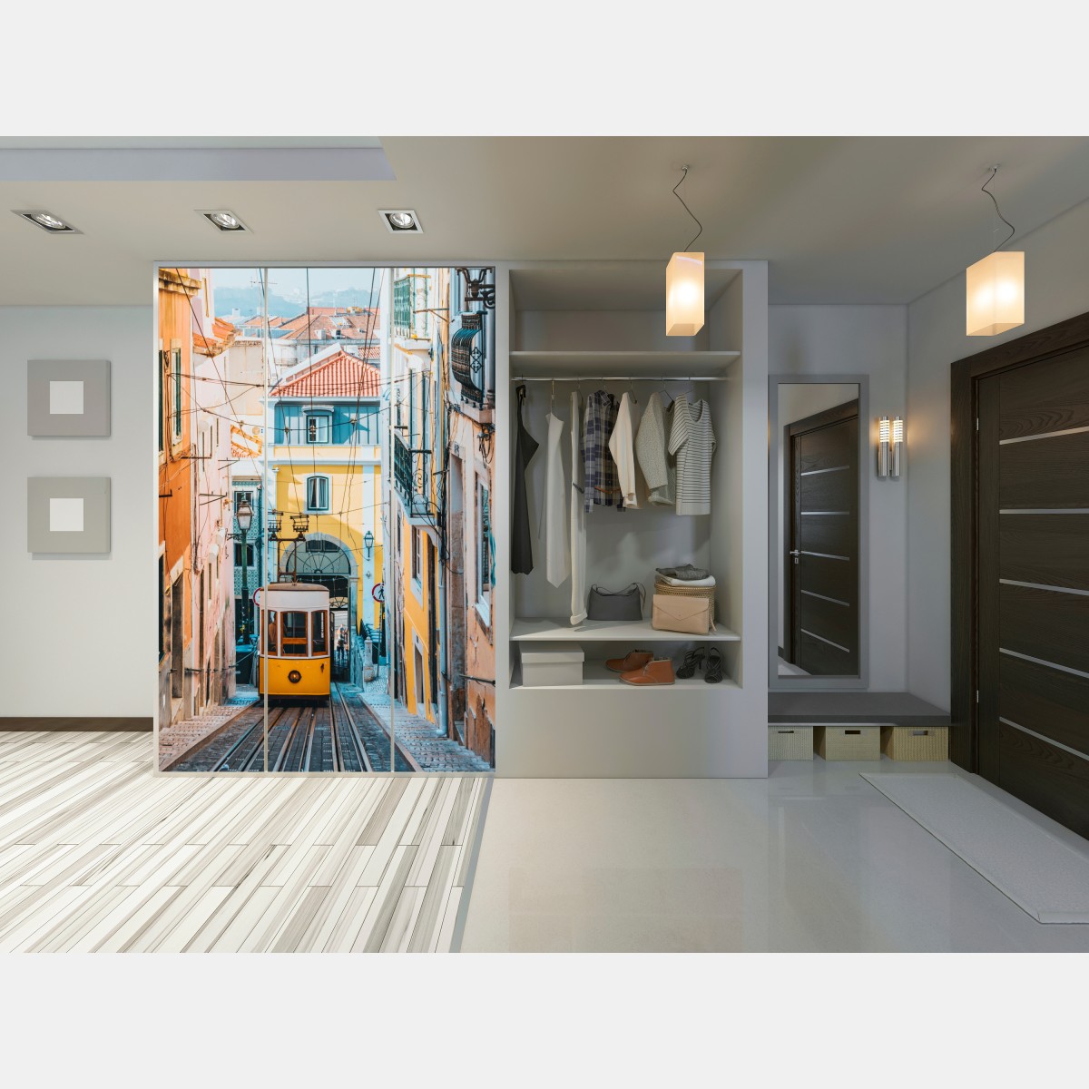 Naklejka na szafę kolorowy tramwaj bica w Lizbonie – Wallissimo® Naklejka na szafę kolorowy tramwaj bica w Lizbonie – Wallissimo®