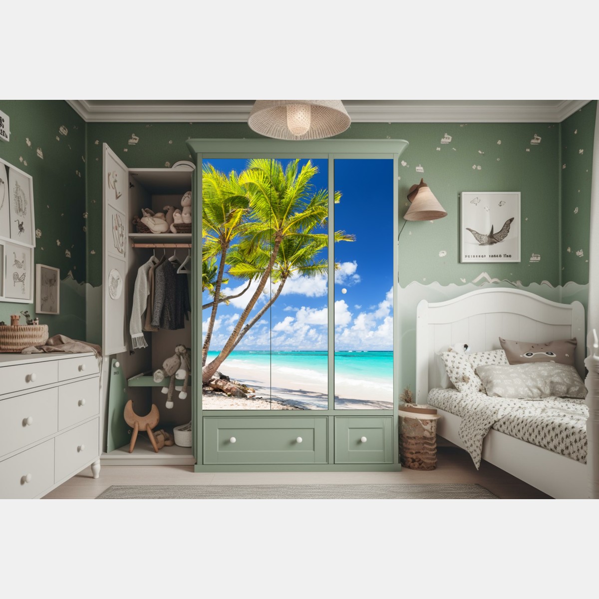 Naklejka na szafę tropikalna plaża z palmami w Punta Cana – Wallissimo® Naklejka na szafę tropikalna plaża z palmami w Punta Cana – Wallissimo®