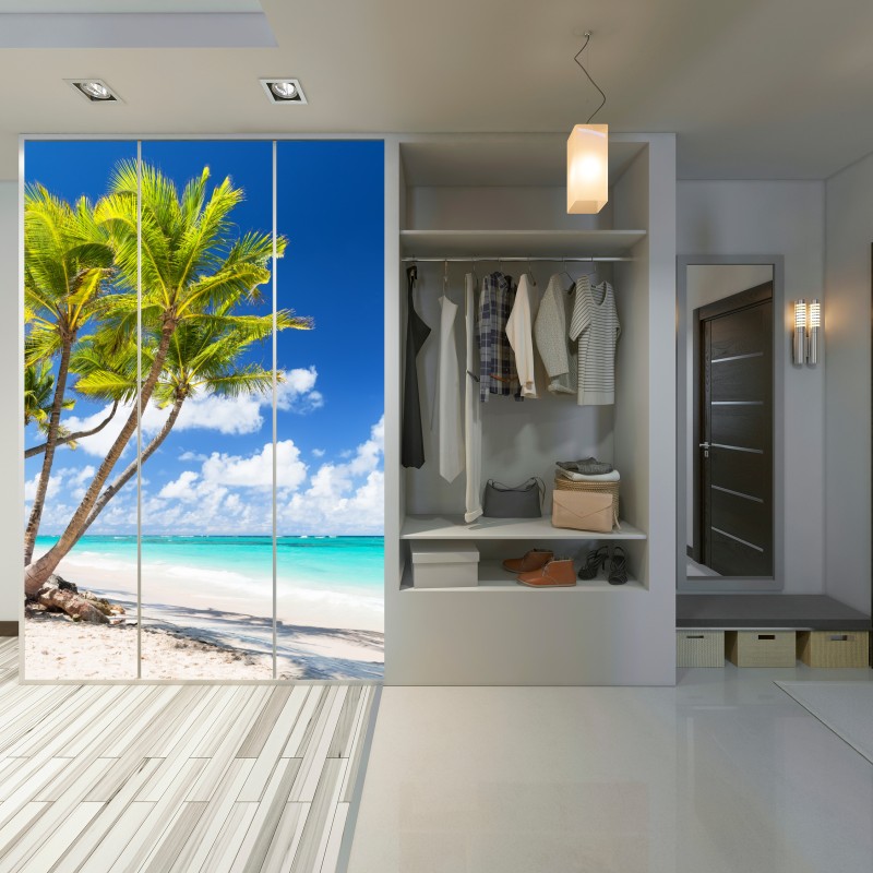 Naklejka na szafę tropikalna plaża z palmami w Punta Cana – Wallissimo® Naklejka na szafę tropikalna plaża z palmami w Punta Cana – Wallissimo®