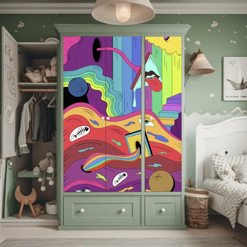 Naklejka na szafę beżowa tekstura marmuru – Wallissimo®