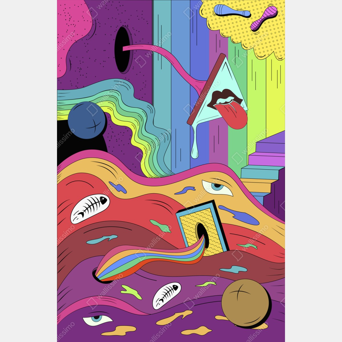 Naklejka na szafę psychodeliczny pop artowy sen – Wallissimo® Naklejka na szafę psychodeliczny pop artowy sen – Wallissimo®