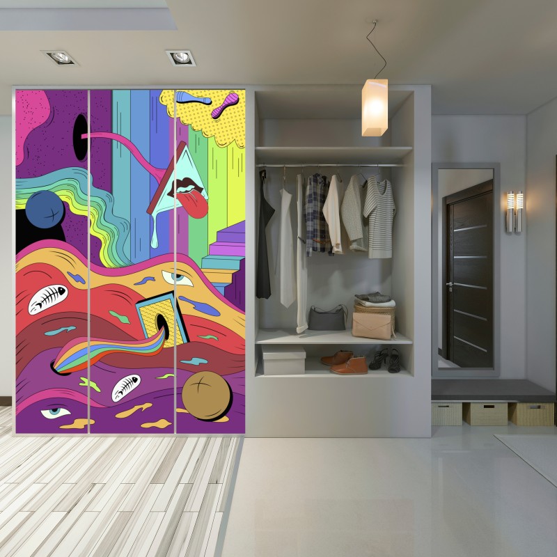 Naklejka na szafę psychodeliczny pop artowy sen – Wallissimo® Naklejka na szafę psychodeliczny pop artowy sen – Wallissimo®