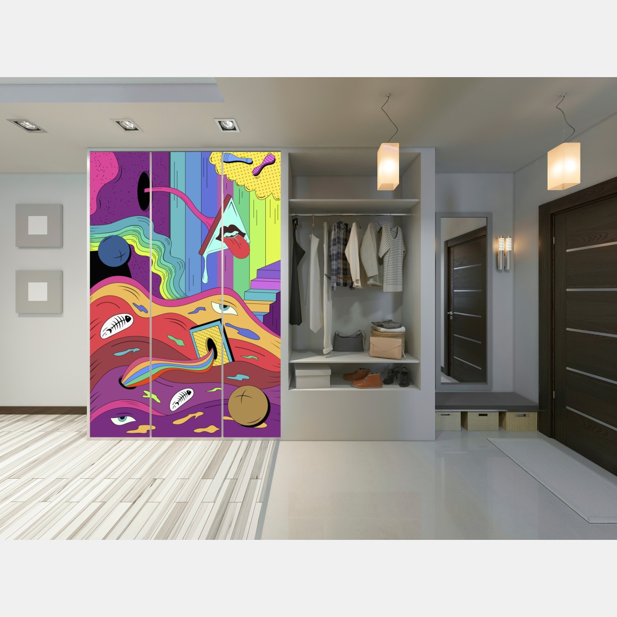 Naklejka na szafę psychodeliczny pop artowy sen – Wallissimo® Naklejka na szafę psychodeliczny pop artowy sen – Wallissimo®