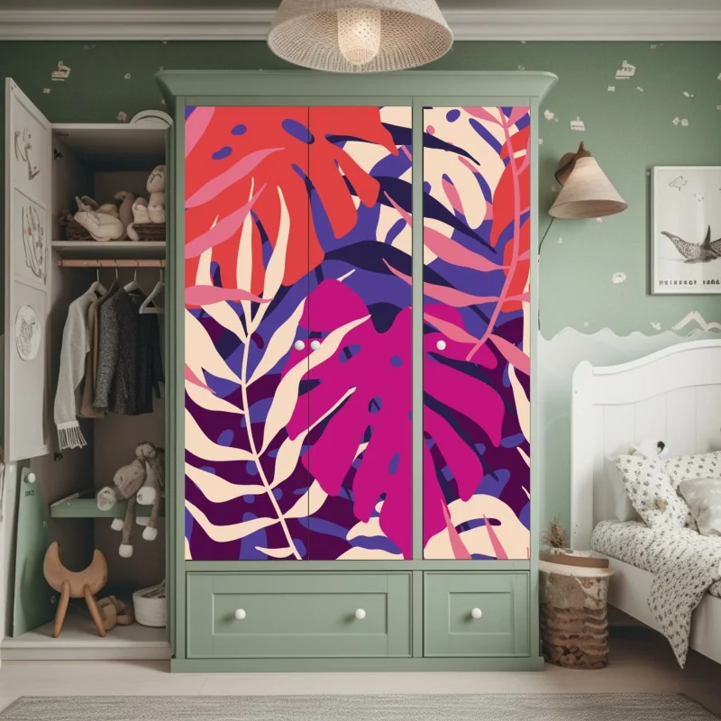 Naklejka na szafę trzy czerwone tulipany na czarnym tle – Wallissimo®