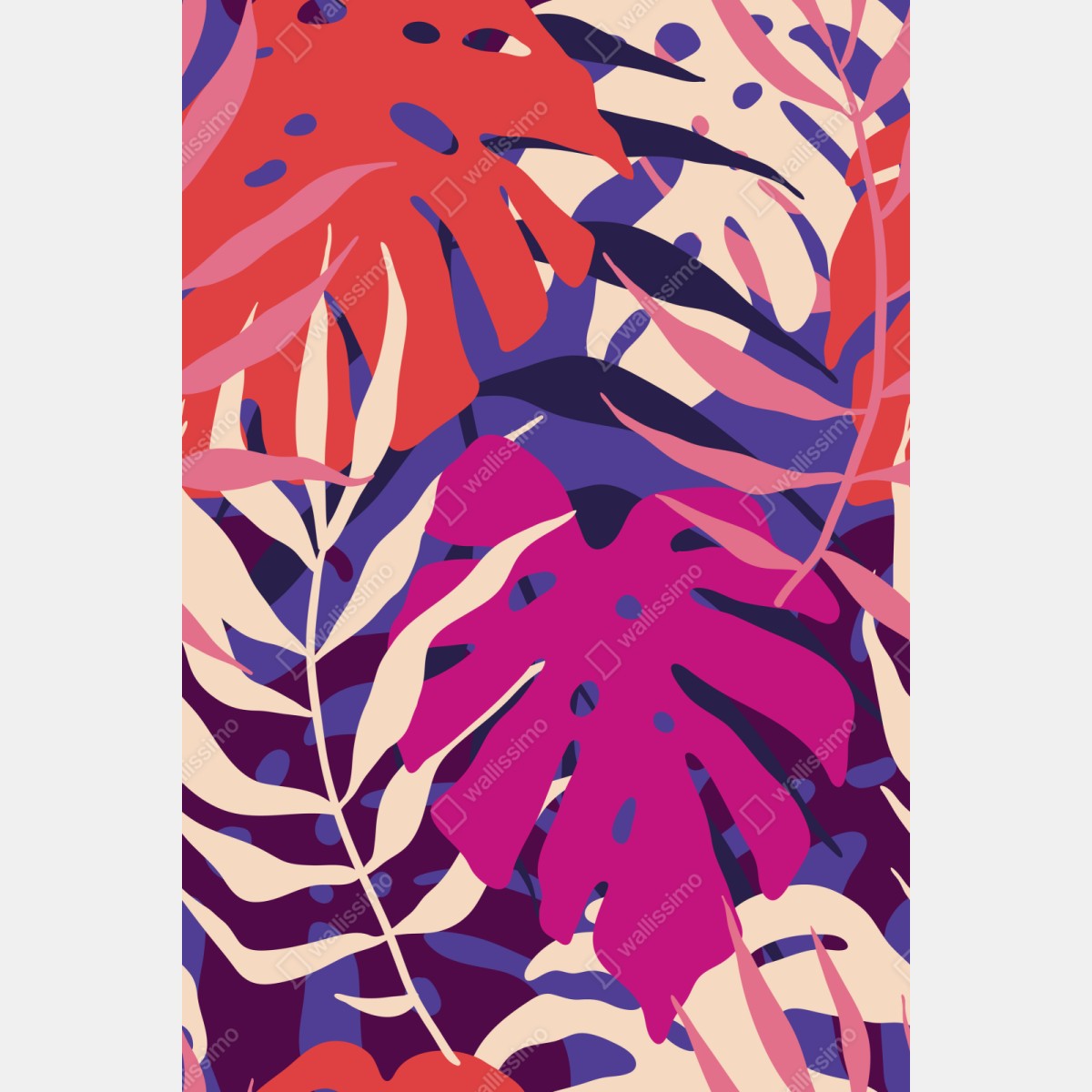 Naklejka na szafę pastelowy tropikalny wzór liści – Wallissimo® Naklejka na szafę pastelowy tropikalny wzór liści – Wallissimo®