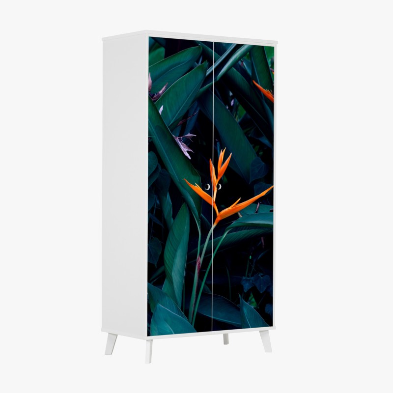 Naklejka na szafę niebieski kwiatowy wzór toile – Wallissimo®