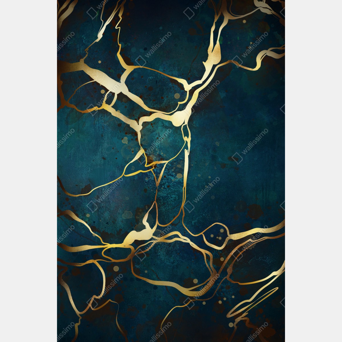 Naklejka na szafę turkusowo-złota abstrakcja ze złotymi żyłami – Wallissimo® Naklejka na szafę turkusowo-złota abstrakcja ze złotymi żyłami – Wallissimo®