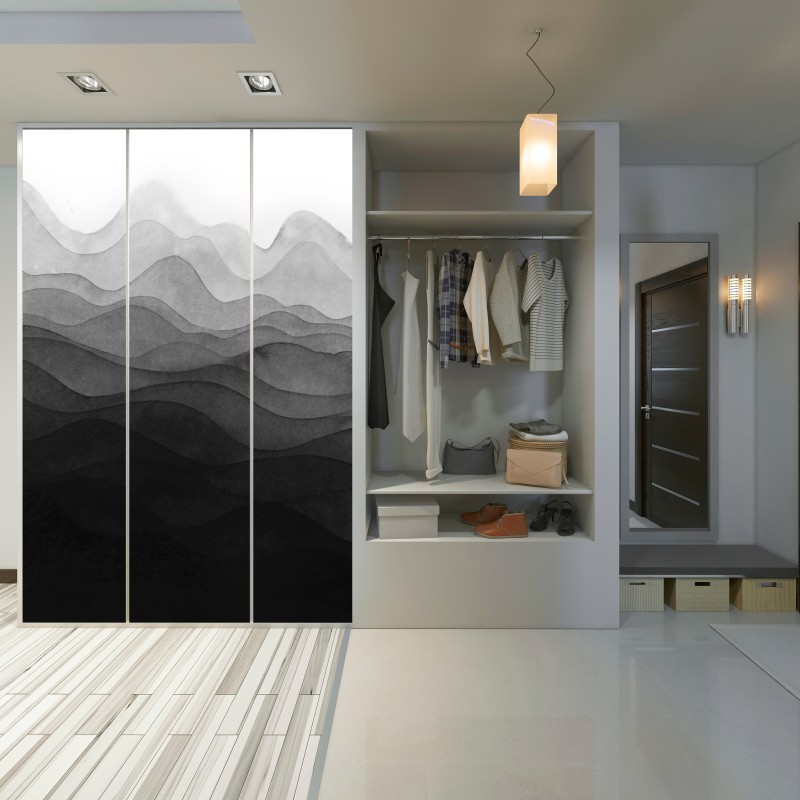 Naklejka na szafę monochromatyczne warstwowe góry – Wallissimo® Naklejka na szafę monochromatyczne warstwowe góry – Wallissimo®