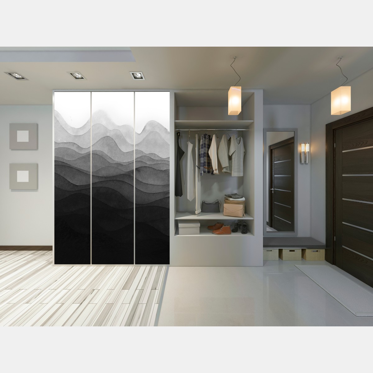 Naklejka na szafę monochromatyczne warstwowe góry – Wallissimo® Naklejka na szafę monochromatyczne warstwowe góry – Wallissimo®