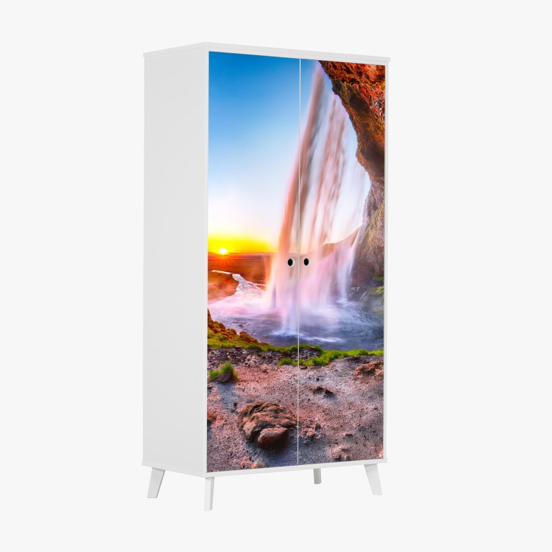 Naklejka na szafę elegancki szary wzór damasceński – Wallissimo®