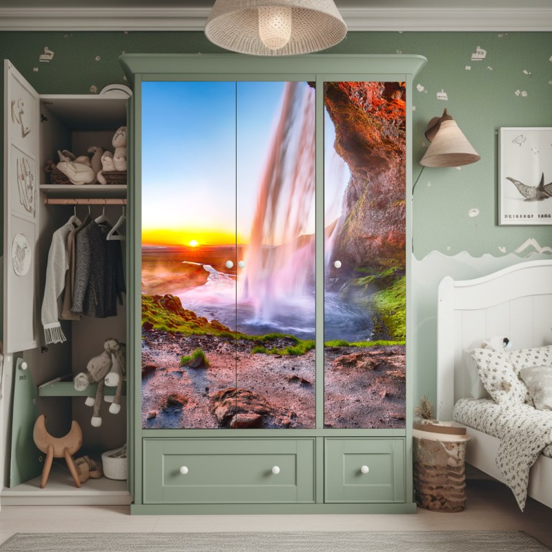 Naklejka na szafę elegancki szary wzór damasceński – Wallissimo®