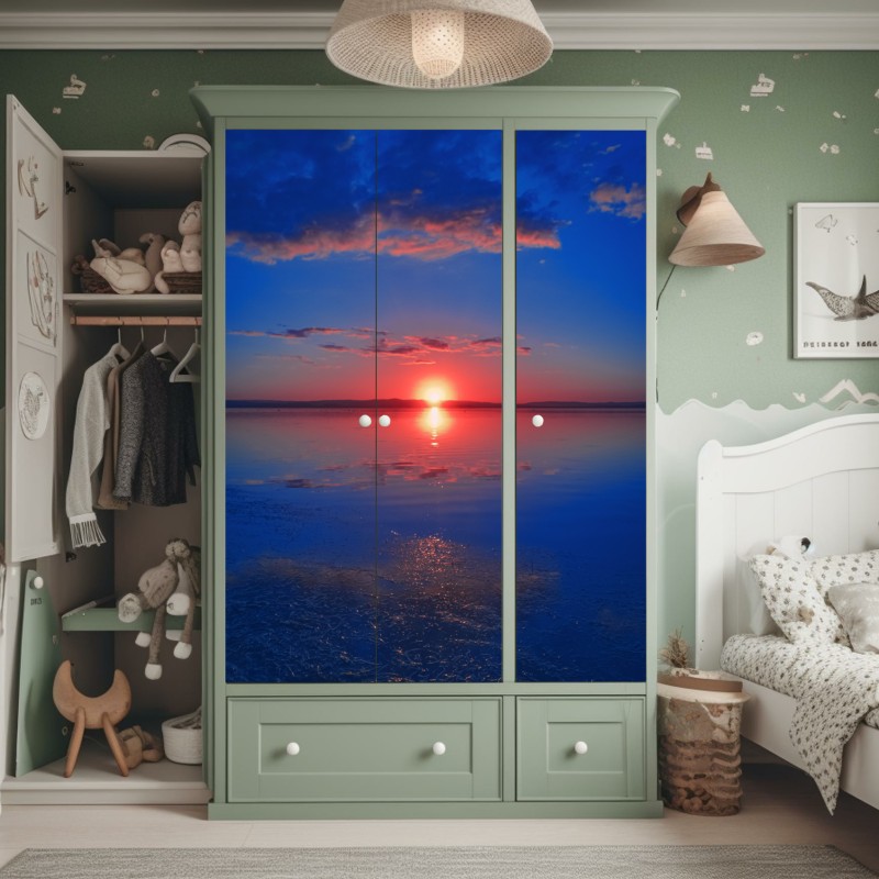 Naklejka na szafę intensywny żółty rozbryzg farby na czarnym tle – Wallissimo®