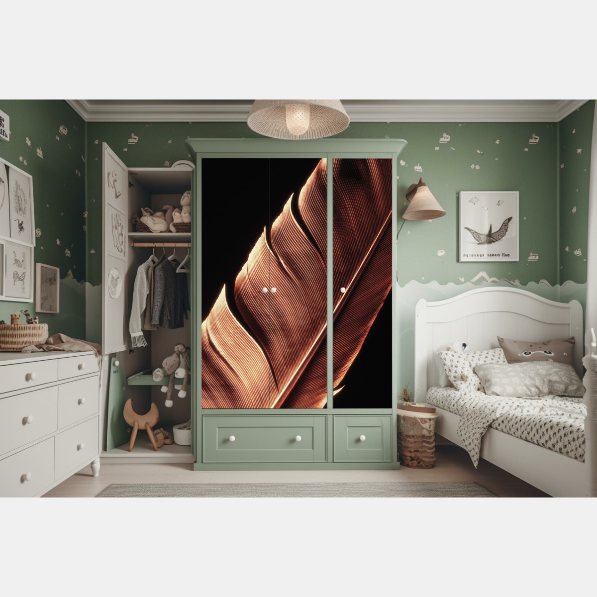 Naklejka na szafę złote pióro makro na czarnym tle – Wallissimo® Naklejka na szafę złote pióro makro na czarnym tle – Wallissimo®