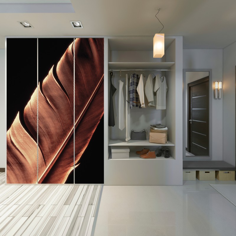 Naklejka na szafę złote pióro makro na czarnym tle – Wallissimo® Naklejka na szafę złote pióro makro na czarnym tle – Wallissimo®