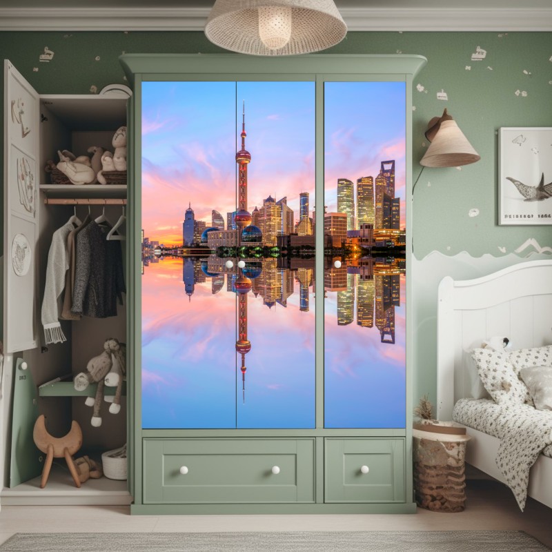 Naklejka na szafę nieskończone czerwone róże – Wallissimo®